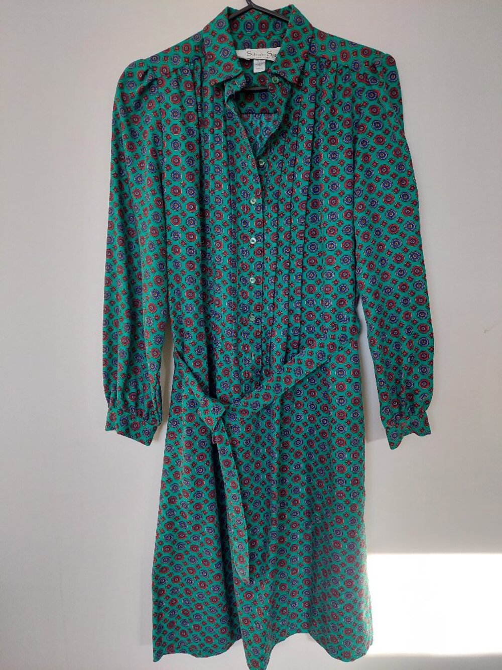 Vintage Schrader Sport New York Belted Shirt Dress Size L 70's